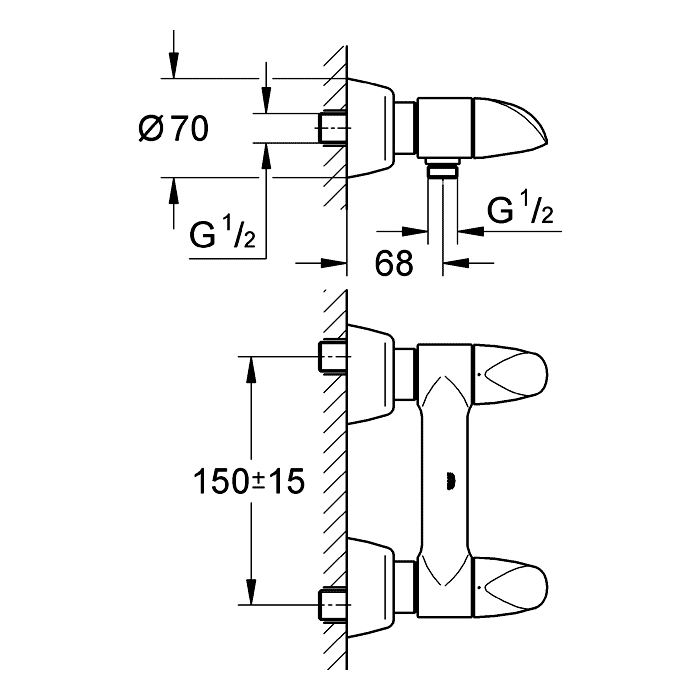 Aria Смеситель для душа, двухвентильный