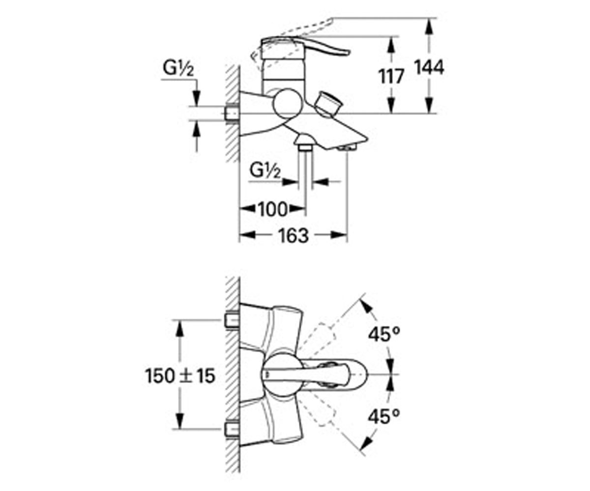 ECTOS-Смеситель однорычажный для ванны, хром/мат