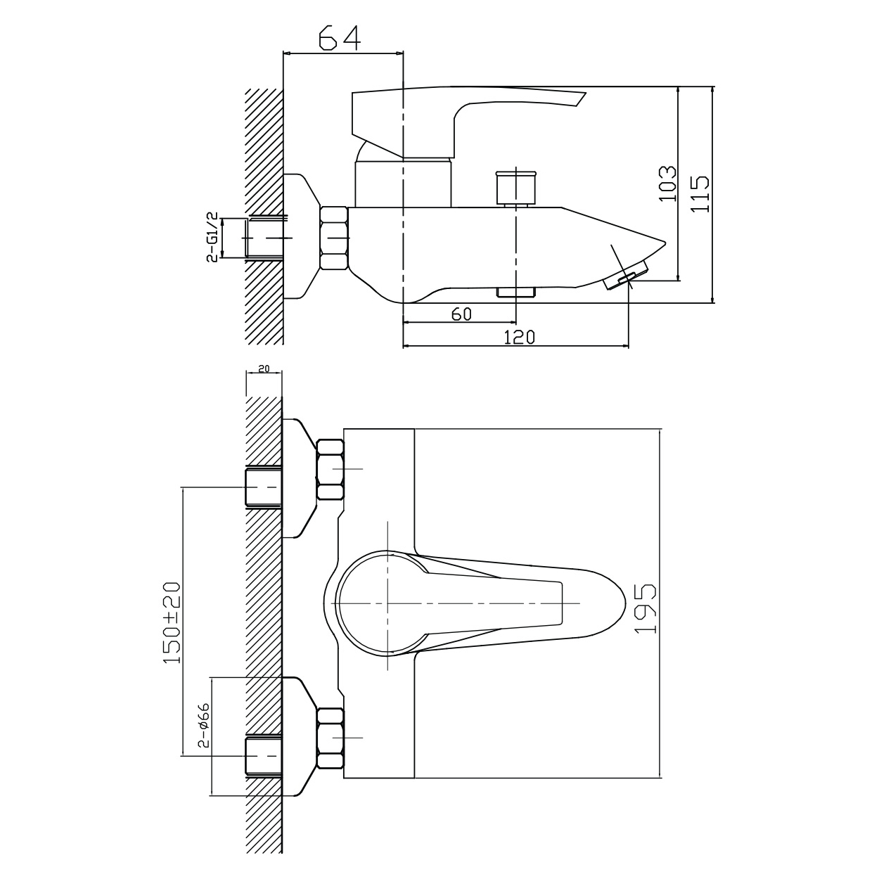 HORAK змішувач для ванни, хром, 40 мм