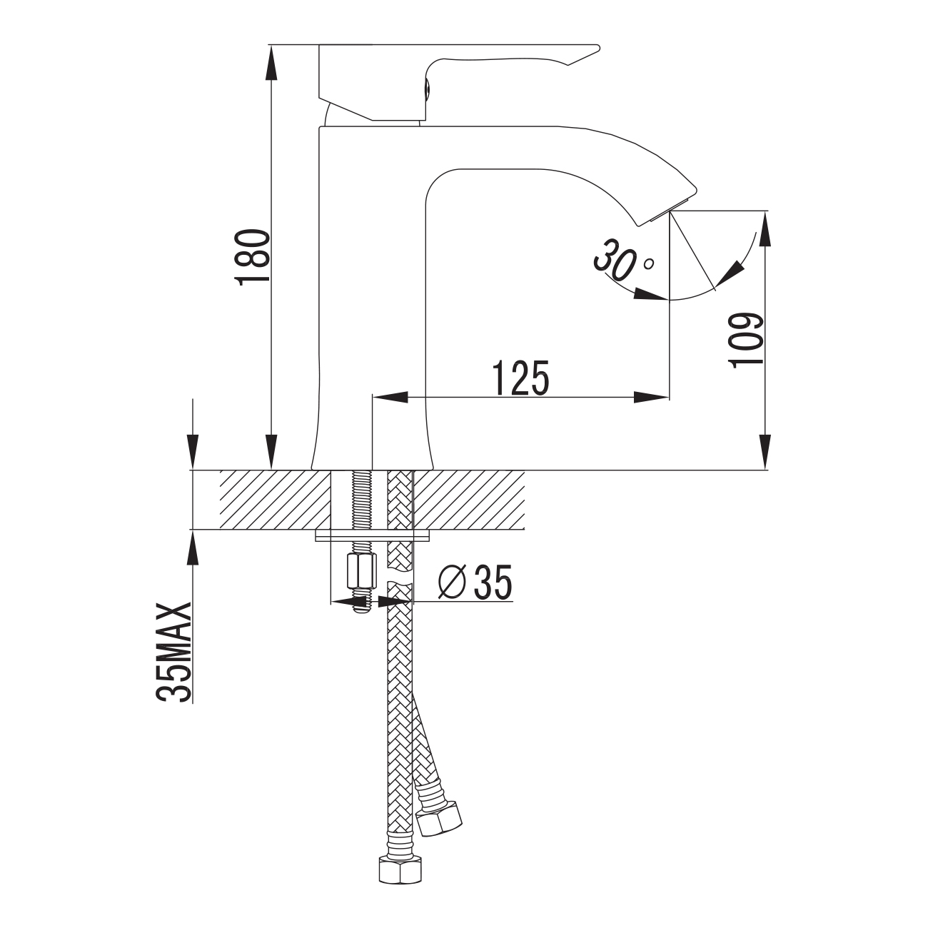 VYSKOV змішувач для умивальника, хром, 35 мм