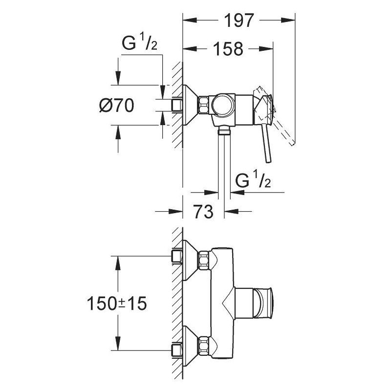 Змішувач для душа Grohe BauClassic, хром (32867000)