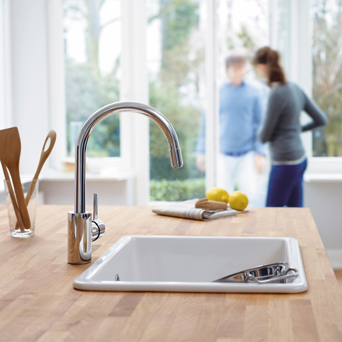 Змішувач для кухні Grohe Concetto з висувним виливом, суперсталь