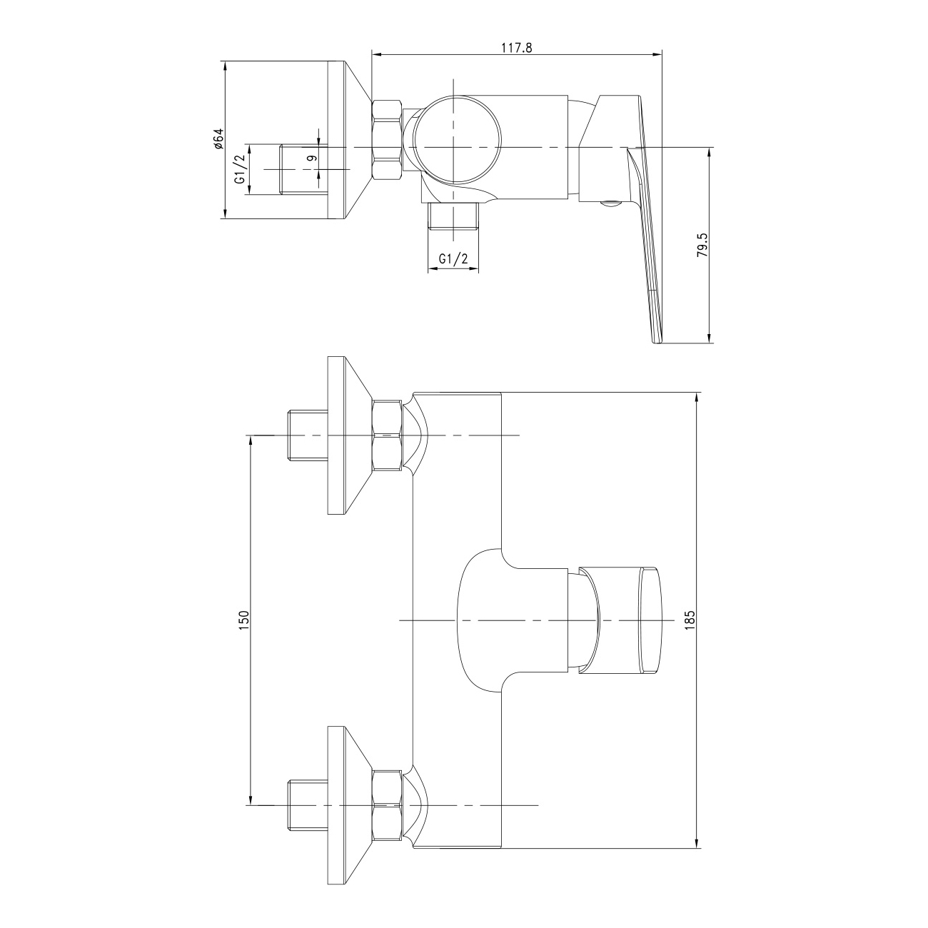 LESNA Змішувач для душа, хром, 35 мм