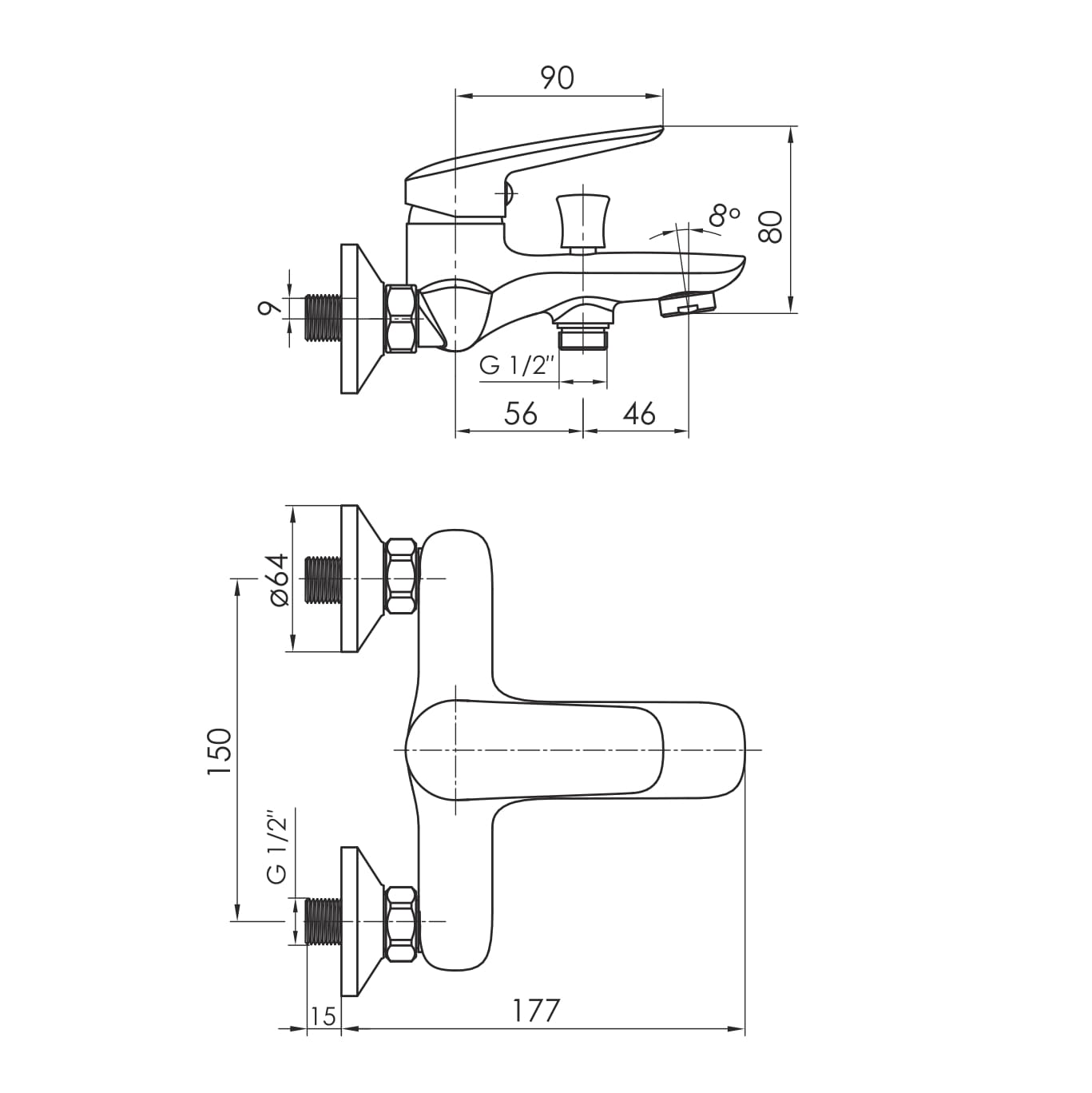 PRAHA new змiшувач до ванни, хром, 35 мм