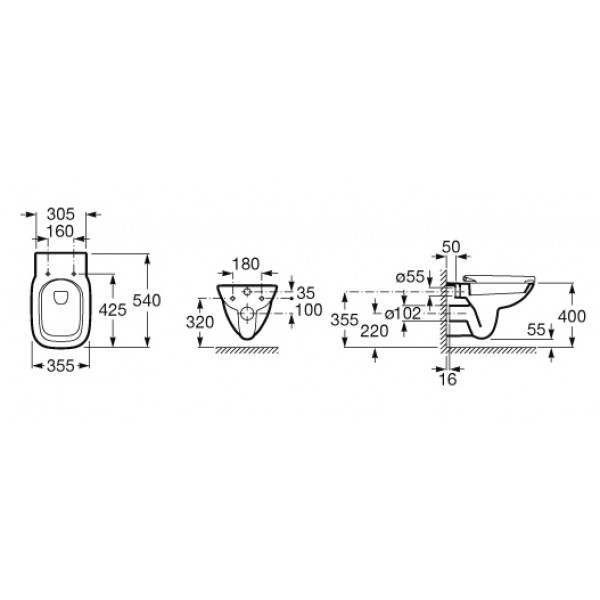 DEBBA чаша підвісного унітазу 54*35,5 см