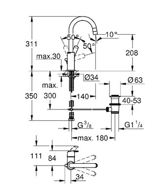 Eurosmart New Змішувач для раковини, одноважiльний