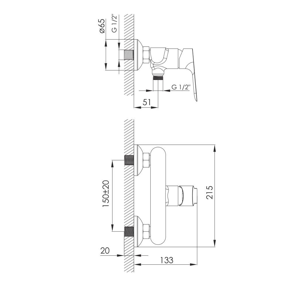 KUCERA змiшувач для душа, хром 35мм