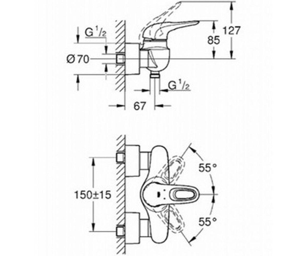 Змішувач одинважільний для душу Grohe Eurostyle (33590003)