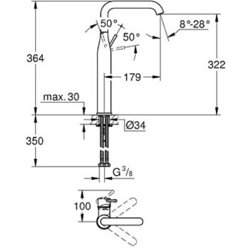Змішувач для умивальника Grohe Essence New XL-Size, хром