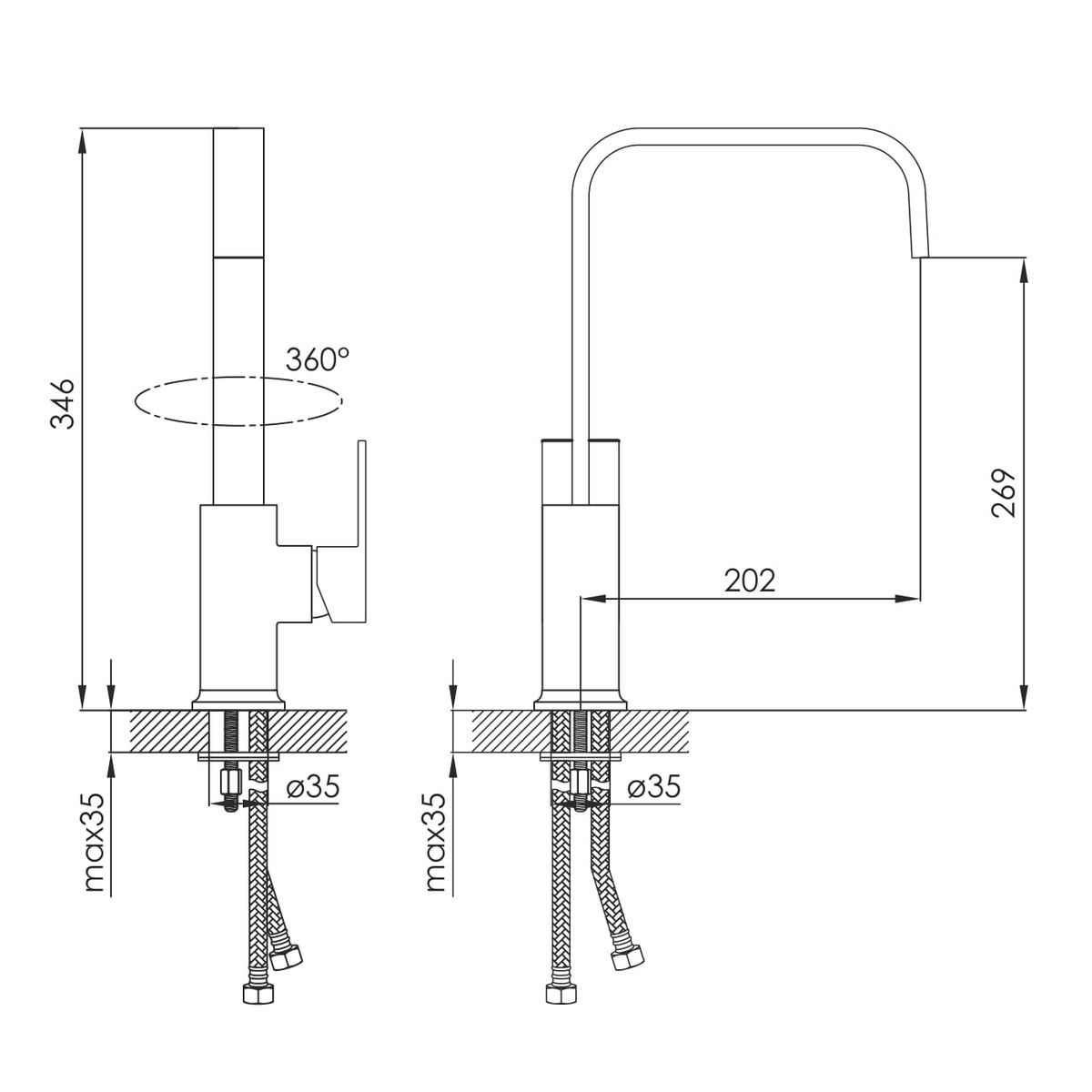 ELANTA змiшувач до кухнi, хром, 35 мм