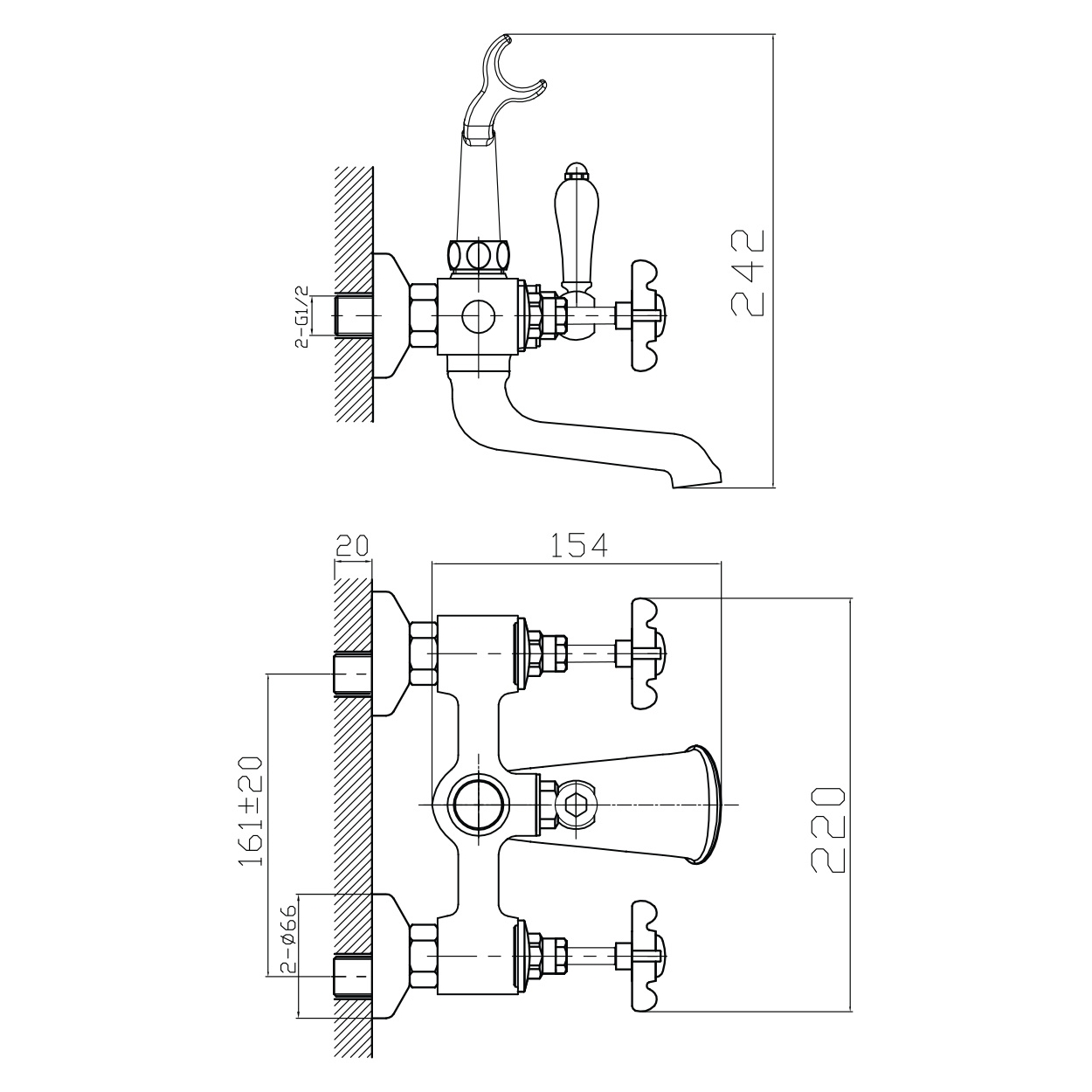 CUTHNA zlato змішувач для ванни двовентильний, золото