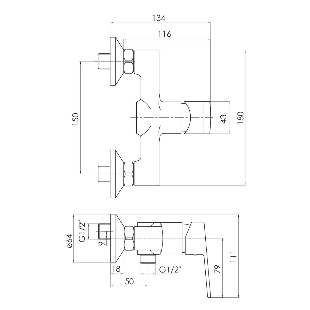 LASKA змiшувач для душа, хром, 35 мм