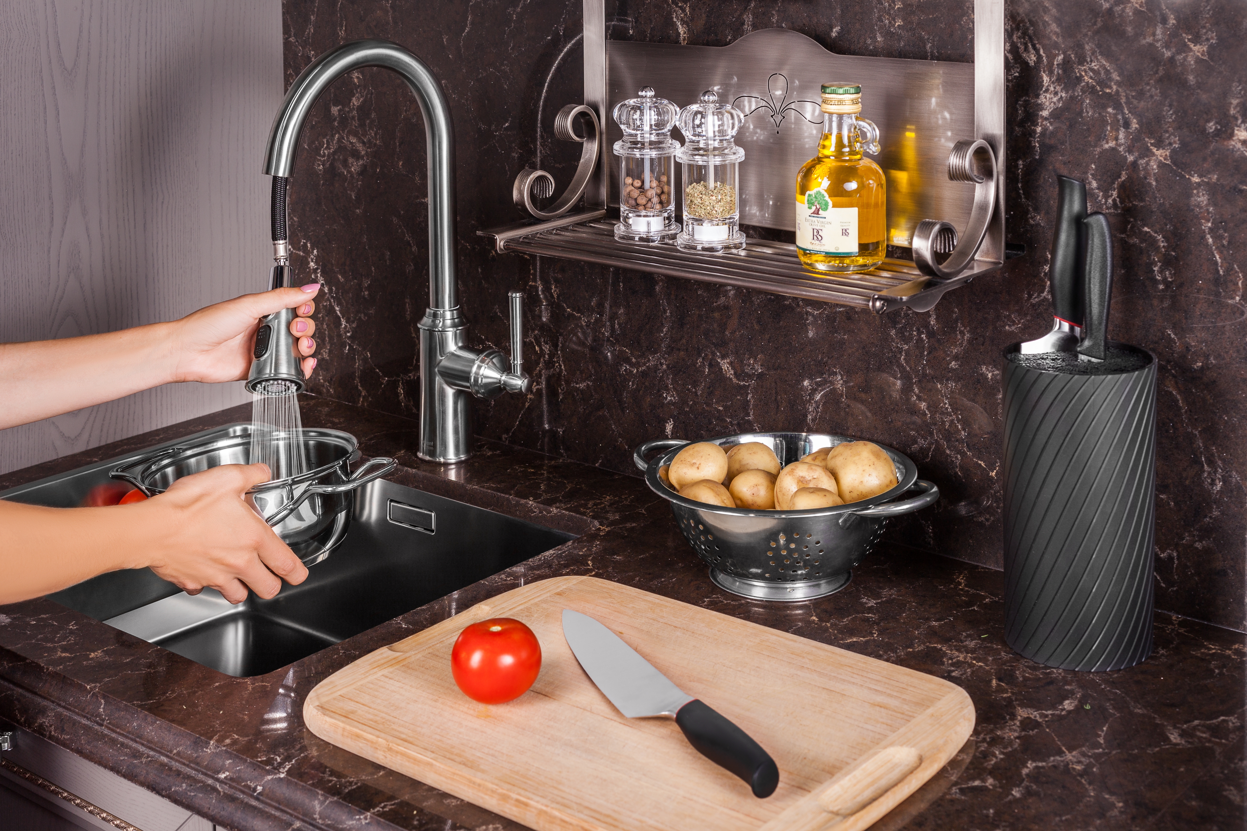 HYDRANT змішувач для кухні, висувна лійка 500 мм, 3 функції, 35 мм