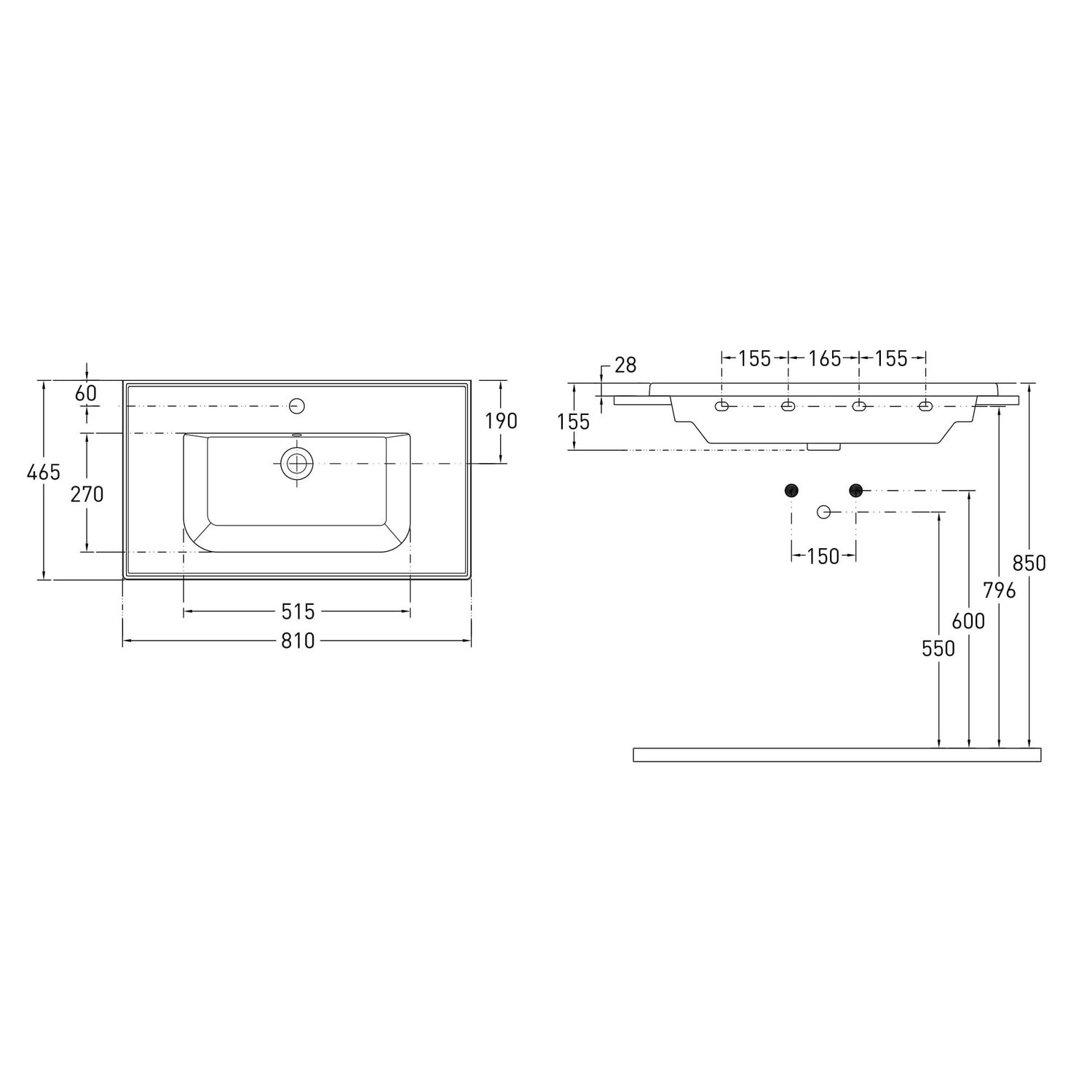 LASKA умывальник мебельный 81*46,5 см