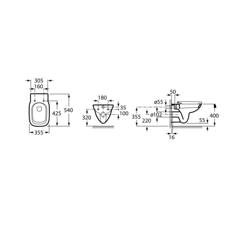 DEBBA Rimless унiтаз пiдвiсний, з сидiнням Slim slow closing