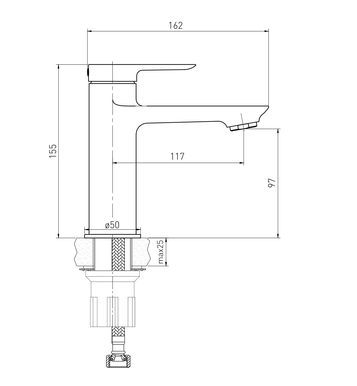 LIBRA змішувач для умивальника, 35 мм, de la noche