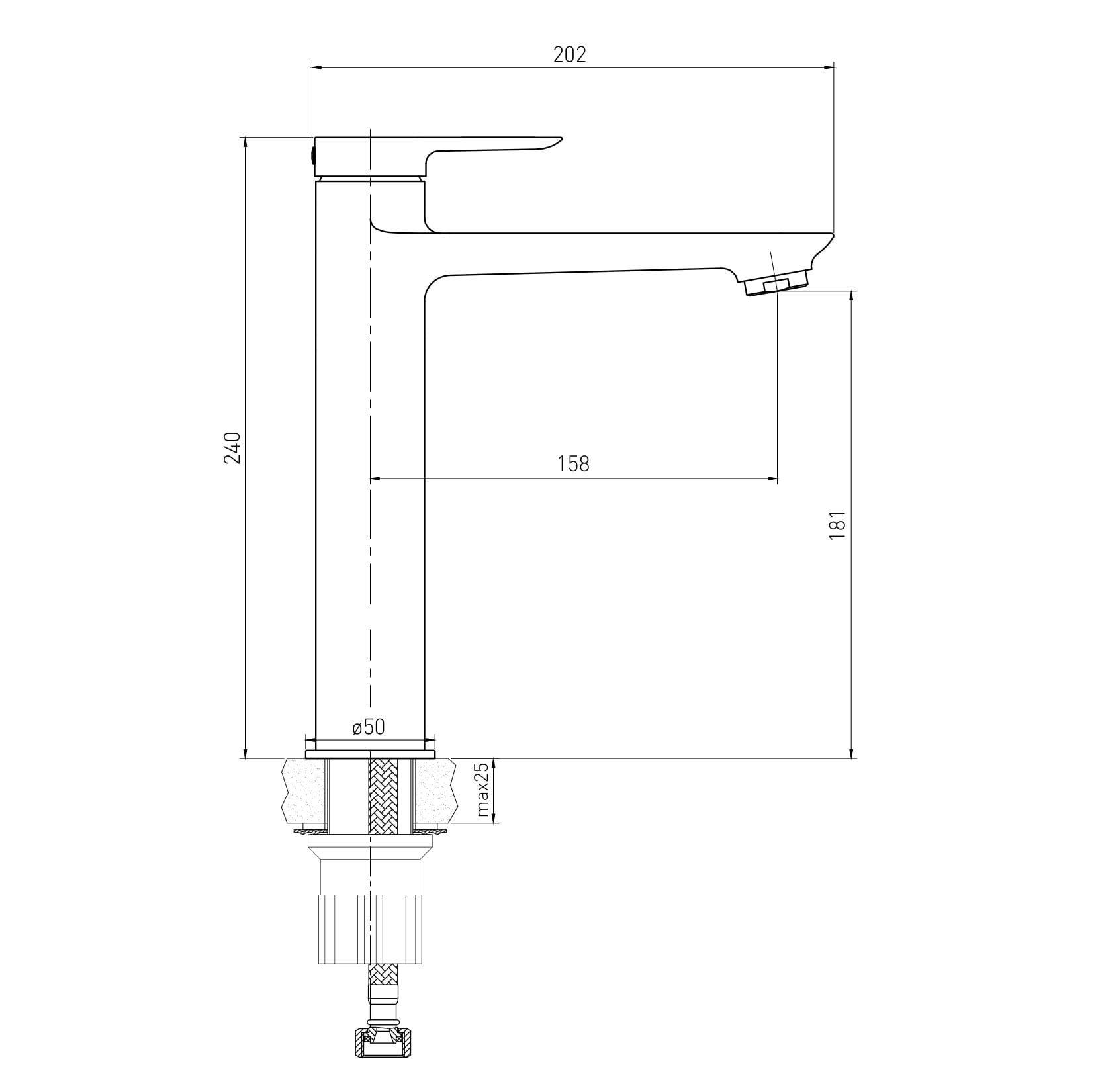 LIBRA змішувач для умивальника високий, 35 мм, de la noche