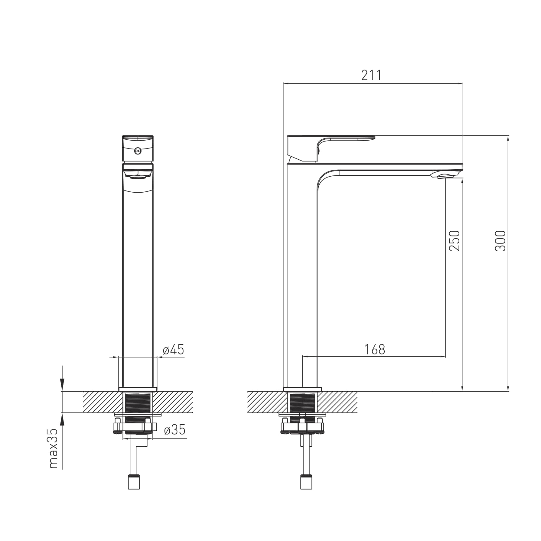 LEON змішувач для умивальника високий, 26 мм, de la noche