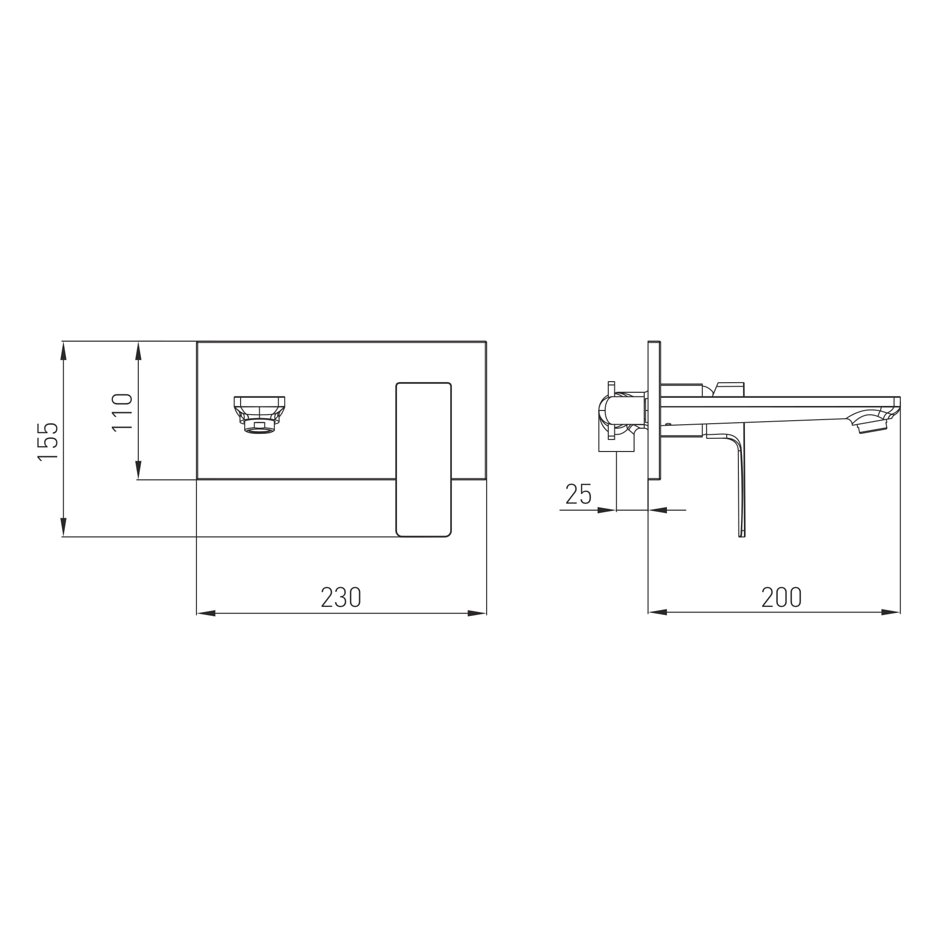 LEON змішувач для умивальника (настінний), 35 мм, cromo