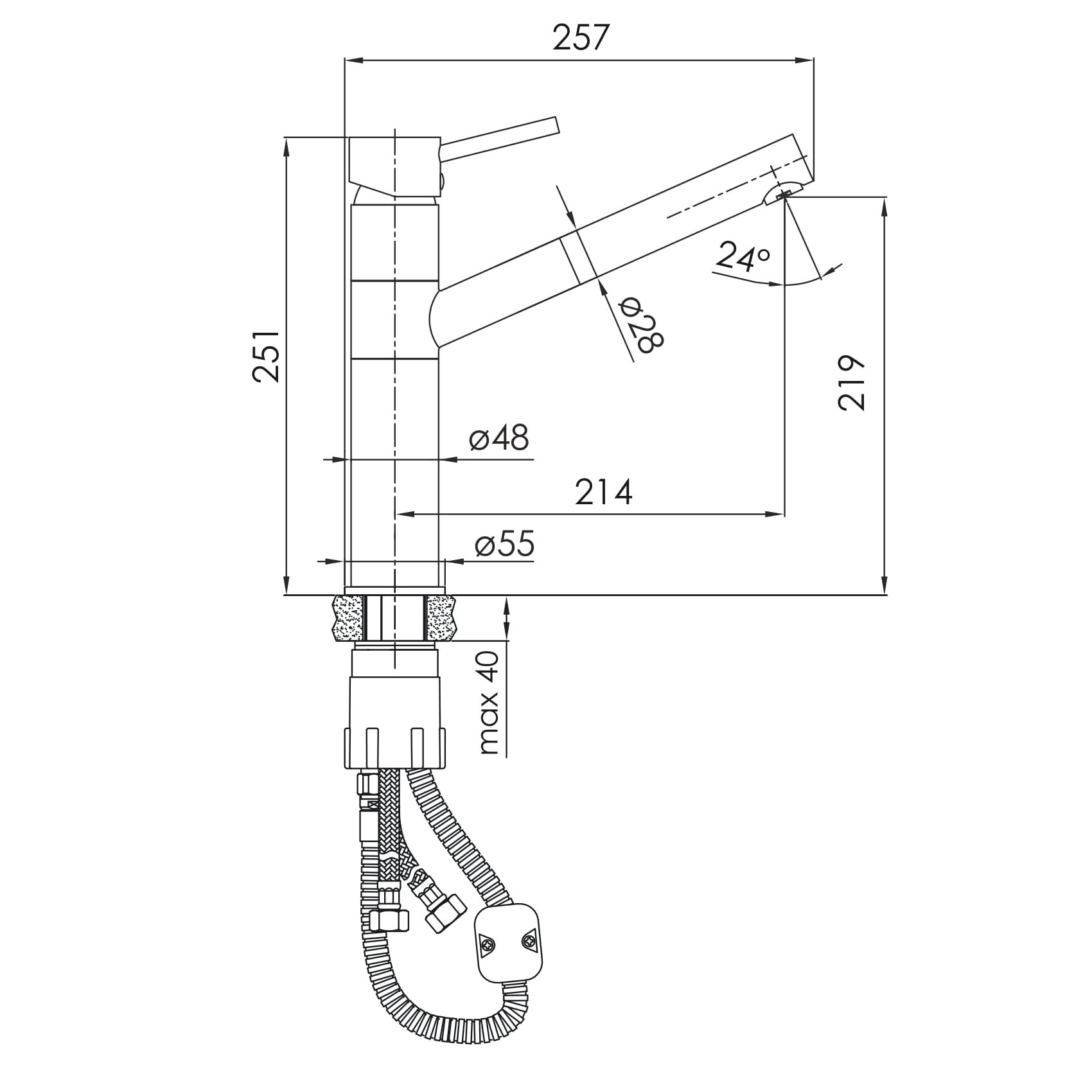 PIVOT LB змішувач для кухні з висувним виливом, хром
