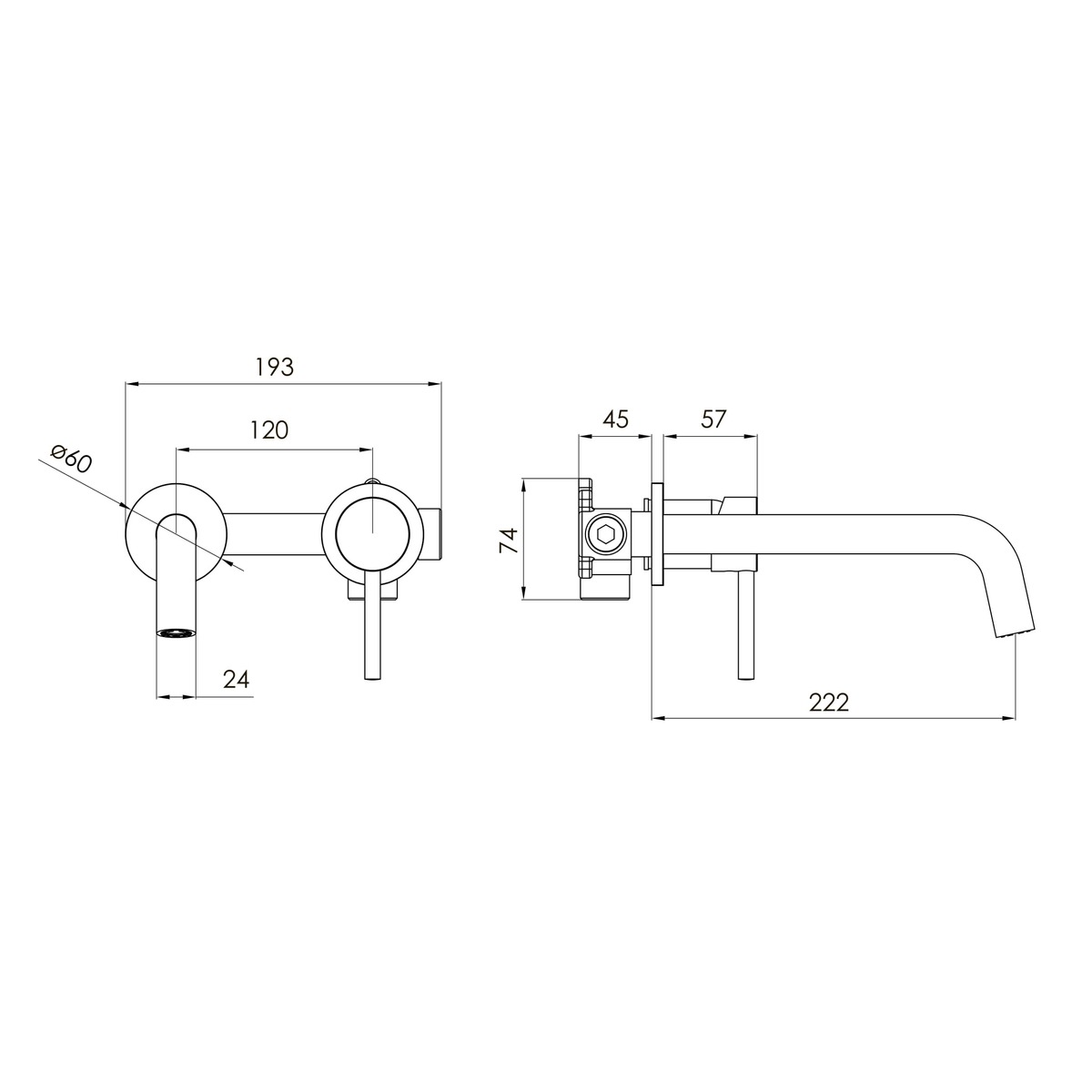 CRUZE змішувач для умивальника прихованого монтажу, cromo