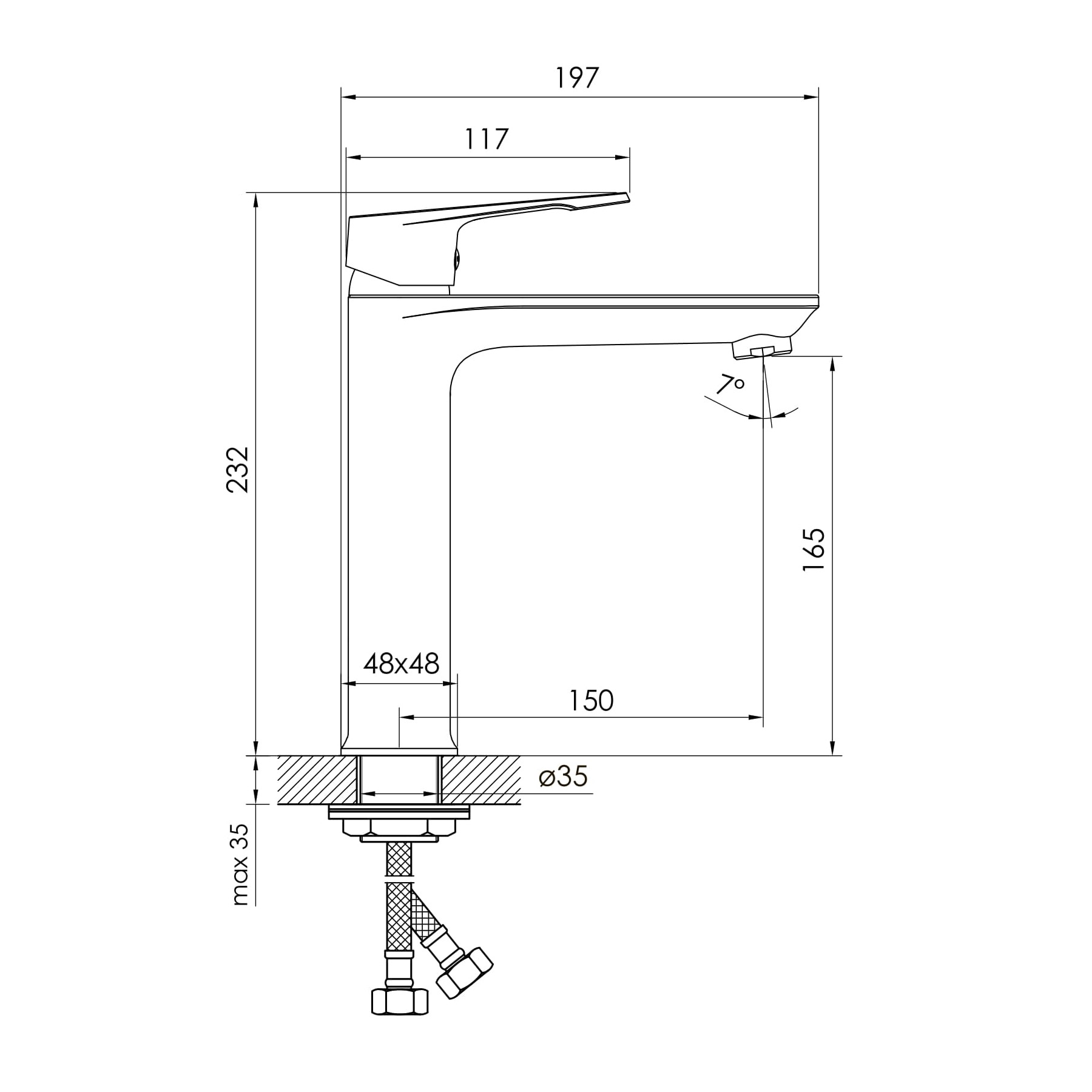 VITE змішувач для умивальника середній, хром, 35 мм