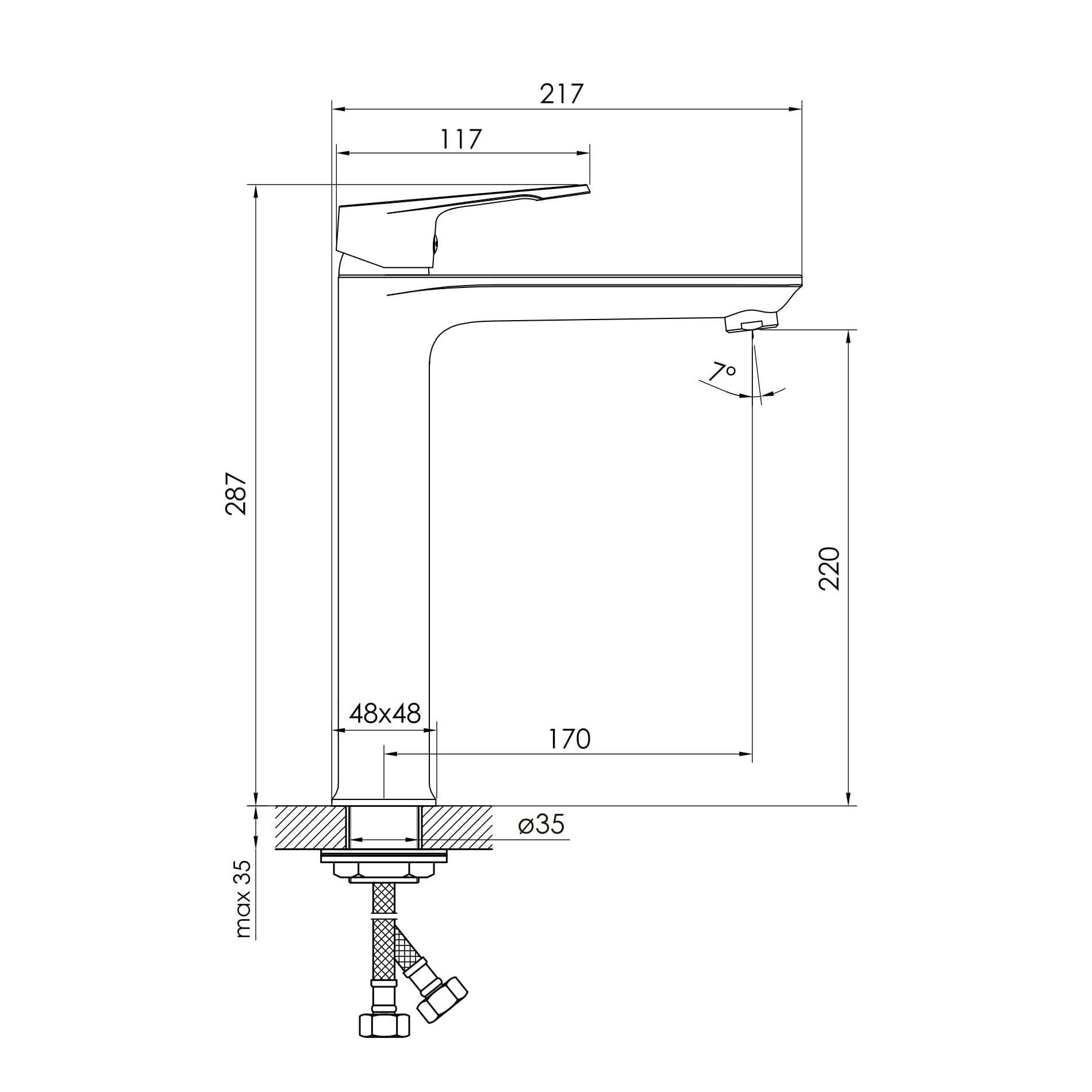 VITE змішувач для умивальника високий, хром, 35 мм