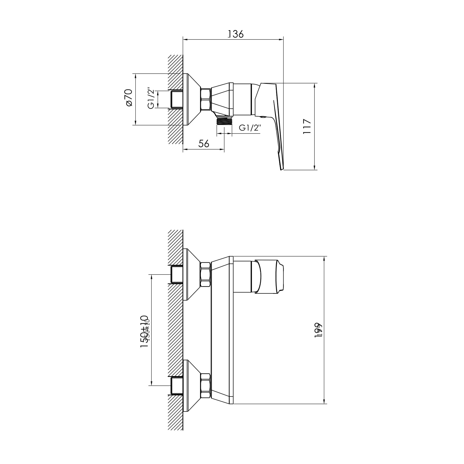 VITE змішувач для душа, хром, 35 мм