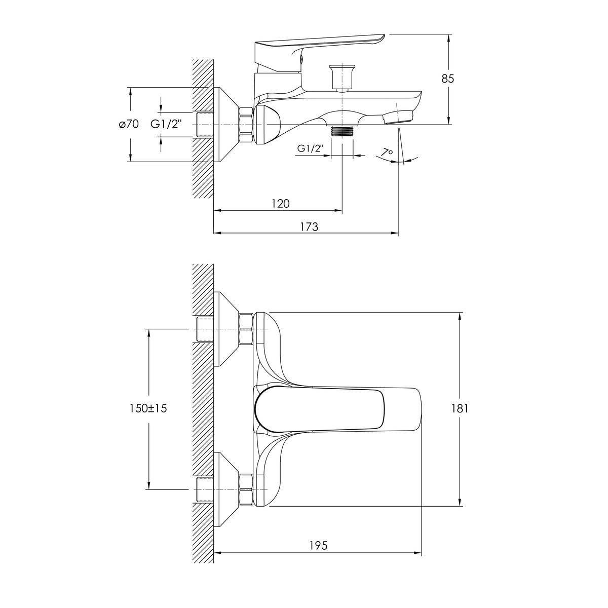 ODRA змішувач для ванни, хром, 35 мм