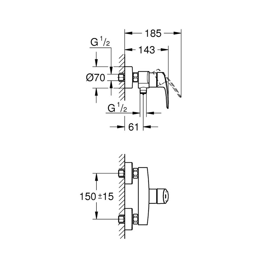 Змішувач для душа Grohe Eurosmart New, хром (33555003)