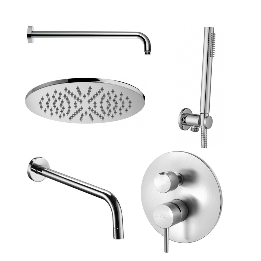 Комплект для душу зі зливом, верхнім і ручним душем Paffoni, хром (KIT LIG019CR)