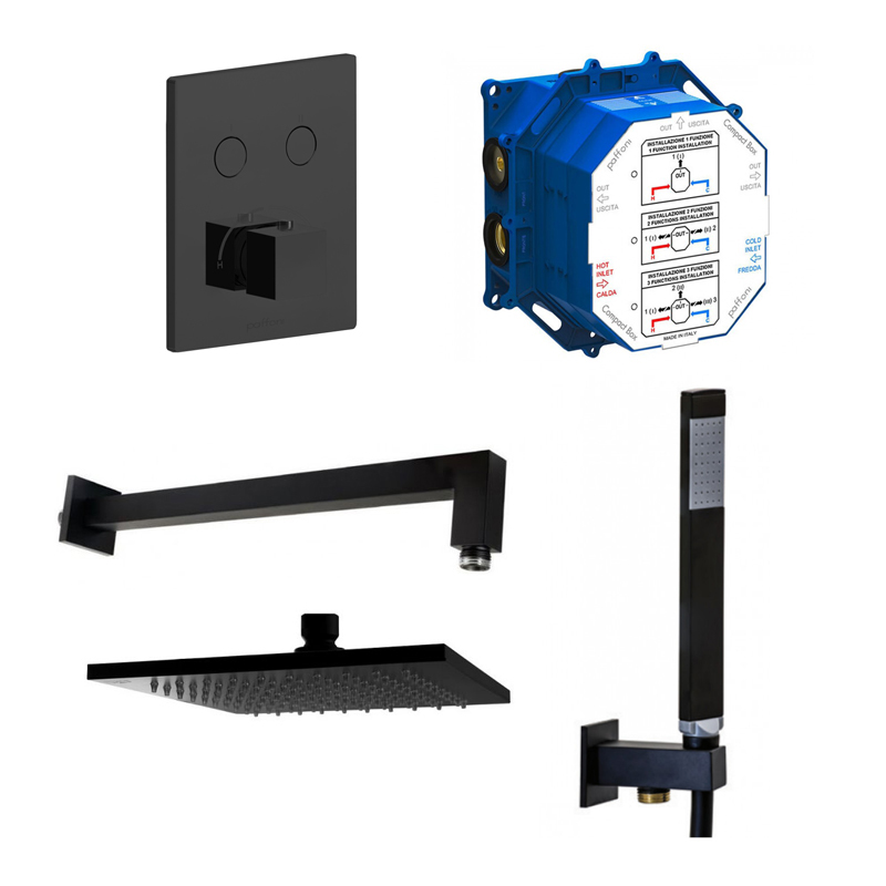 Душовий набір Paffoni Compact-T Quadro, чорний матовий (Kit Compact-T Quadro Nero)