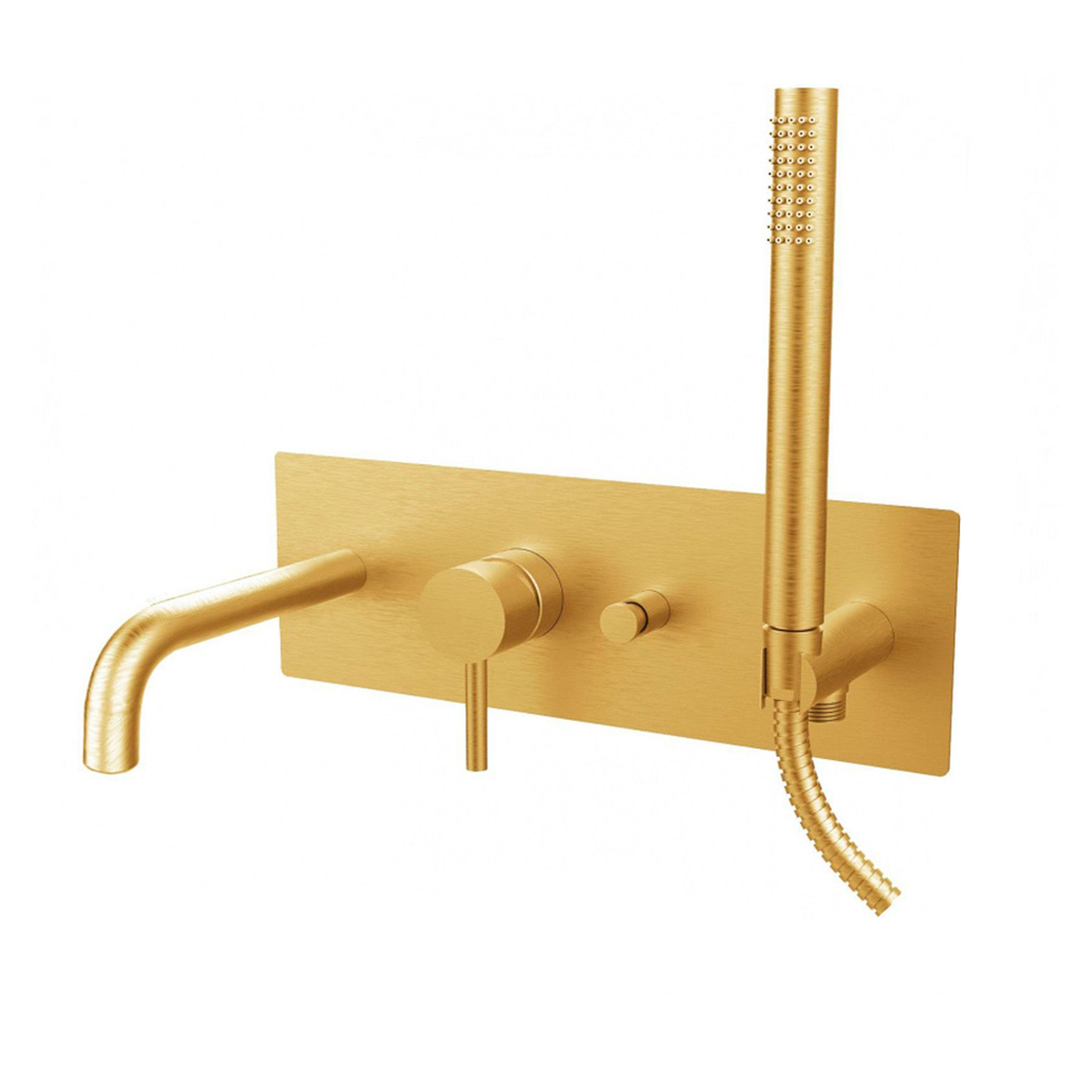 Змішувач для ванни/душу з виливом і душем Paffoni Light, Brushed Honey Gold (LIG001HGSP)