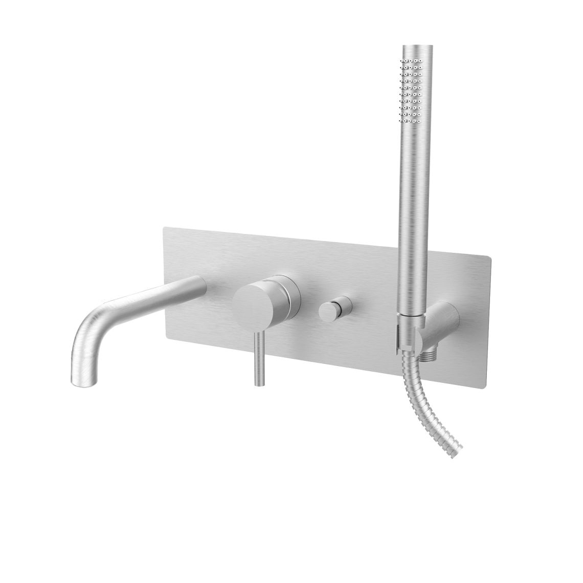 Змішувач для ванни/душу Paffoni Light (2 виходи) з натискним перемикачем, сталь (LIG001ST)