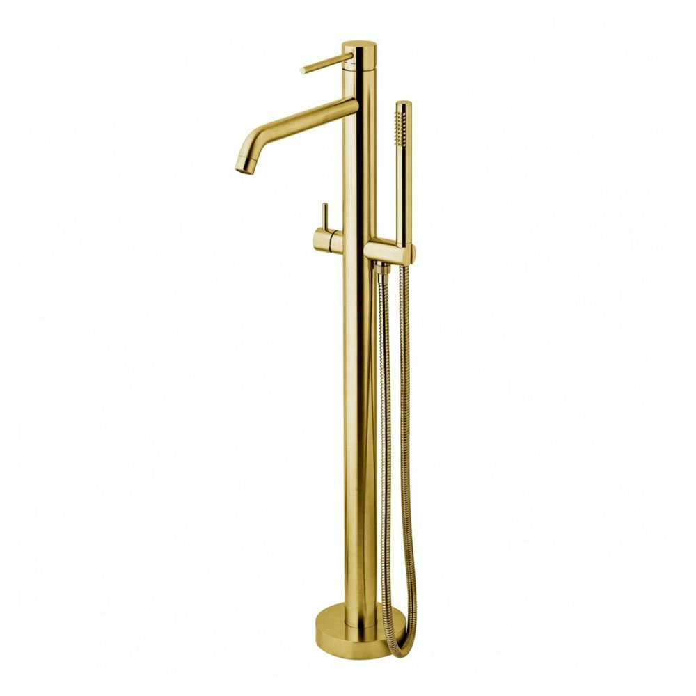 Змішувач для ванни для підлоги Paffoni Light, з душовим набором, зовнішня частина, Brushed Honey Gold (LIG032HGSP)