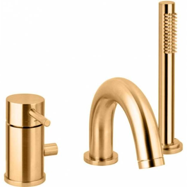 Змішувач на борт ванни Paffoni Light на 3 отвори, медове золото