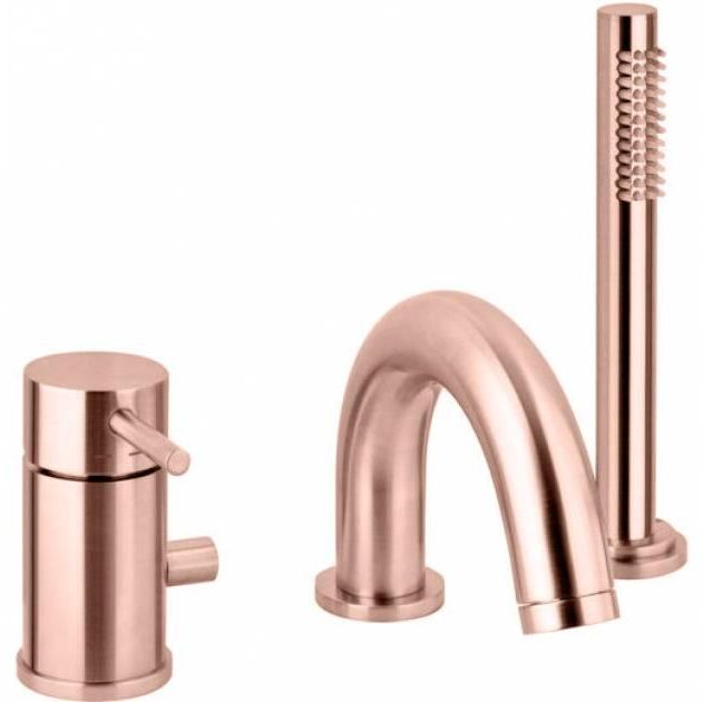 Змішувач на борт ванни Paffoni Light на 3 отвори, рожеве золот