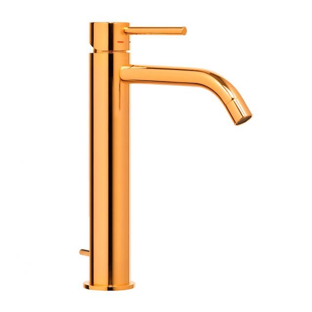 Змішувач для умивальника Paffoni Light високий, з донним клапаном, Honey Gold (LIG085HG)