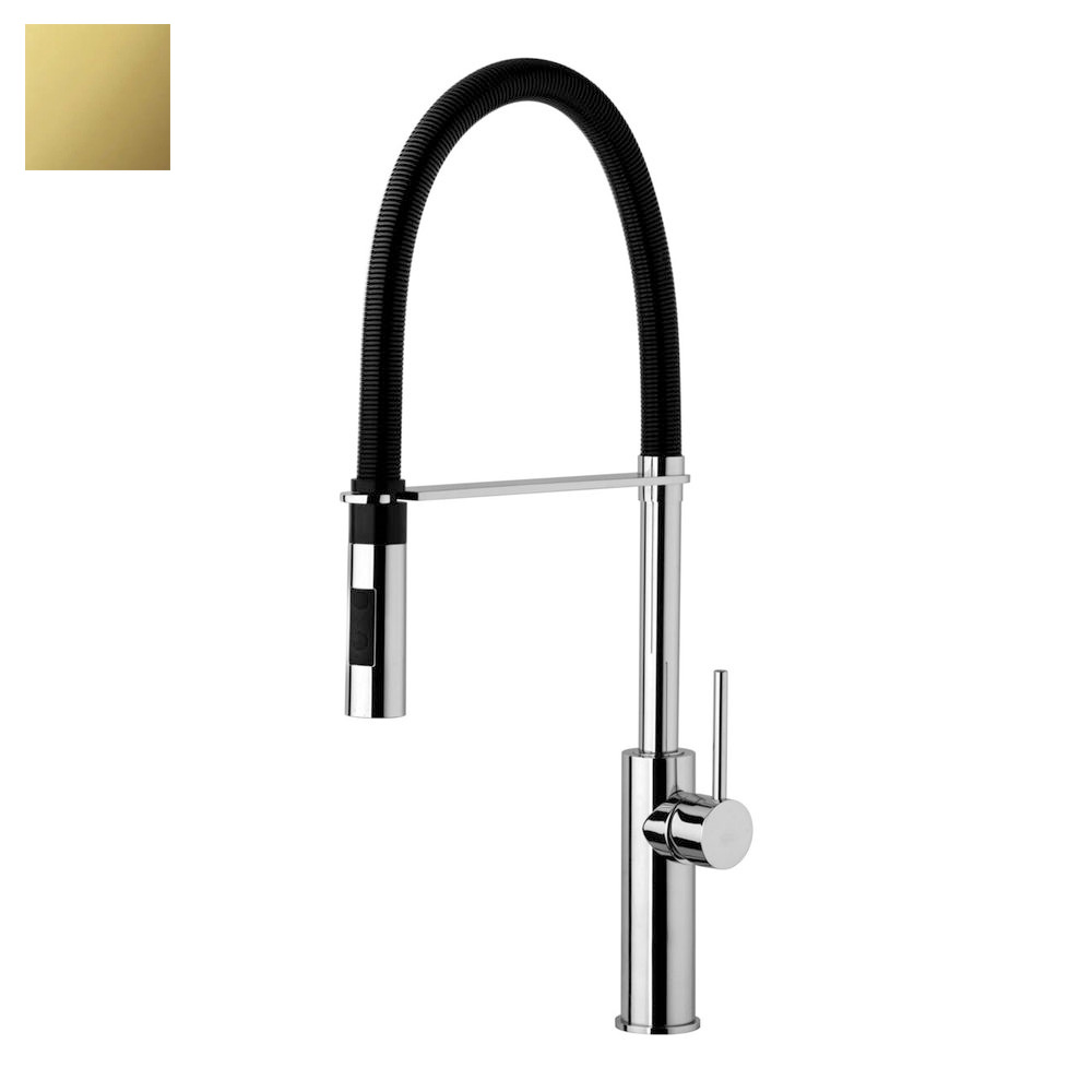 Змішувач для миття Paffoni Light Professional Brushed, медове золото/чорний (LIG179HGNO)