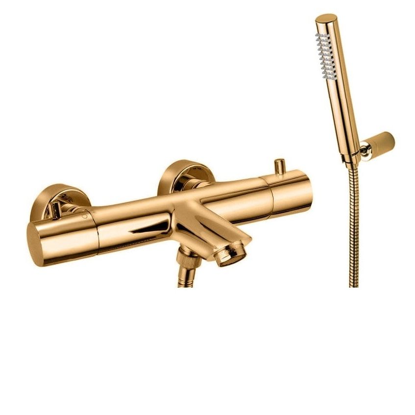Змішувач для ванни / душа з термостатом Paffoni Light, медове золото