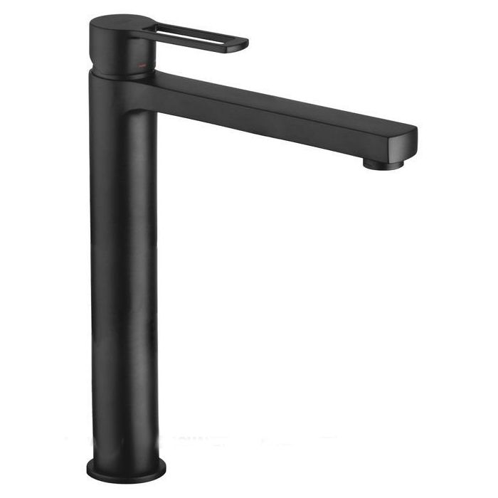 Змішувач для умивальника Paffoni Ringo високий, з донним клапаном, чорний матовий (RIN081KNO)