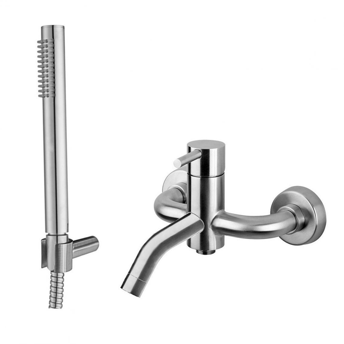 Змішувач для ванни Paffoni Steel зі стіни з душовим гарнітуром, сталь