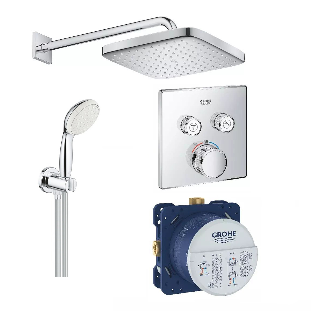 Комплект для душа Grohe Grohtherm SmartControl з Tempesta Cube 250, хром (UA26415SC1)