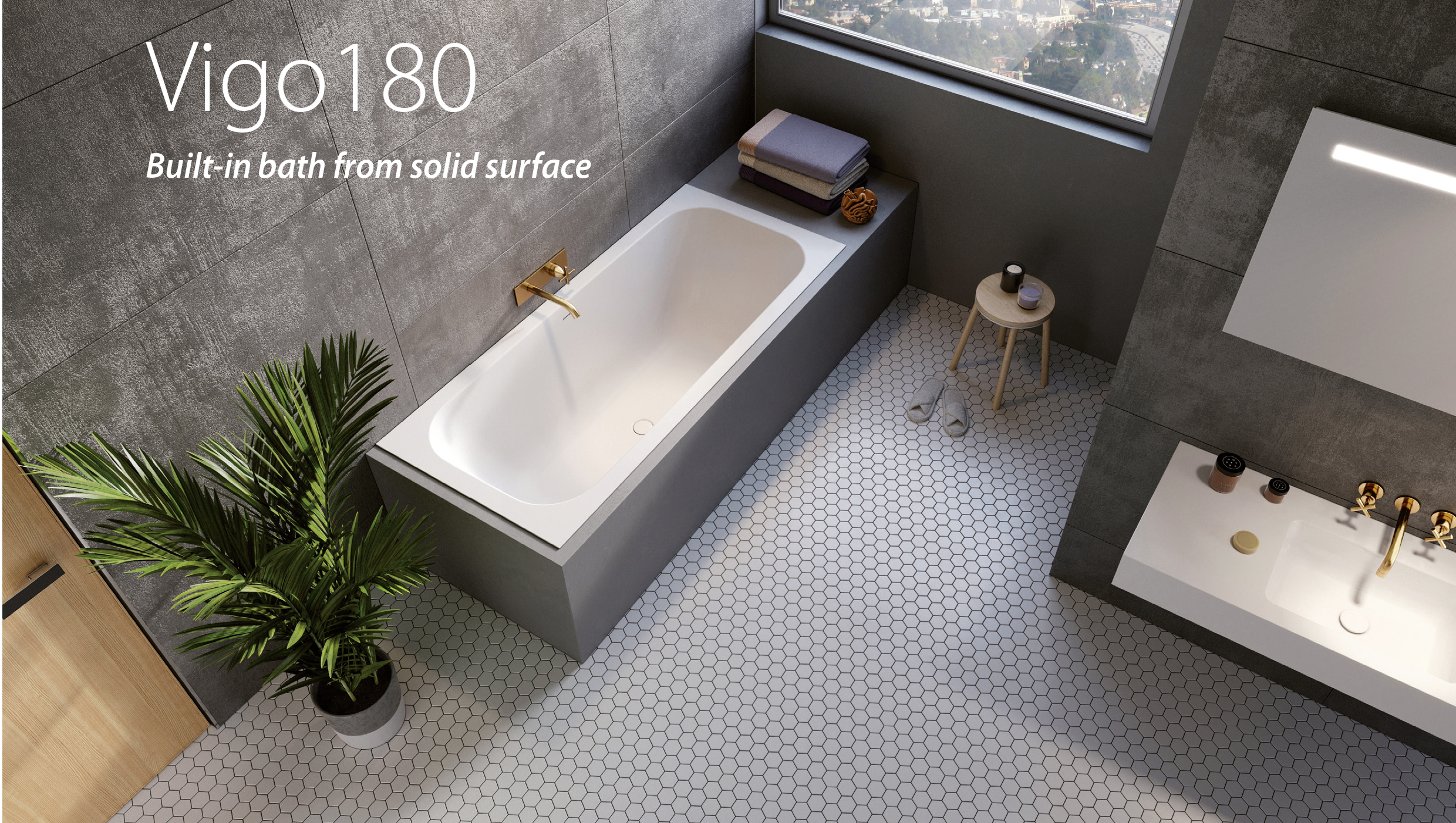 Ванна із кам'яної маси VIGO 180