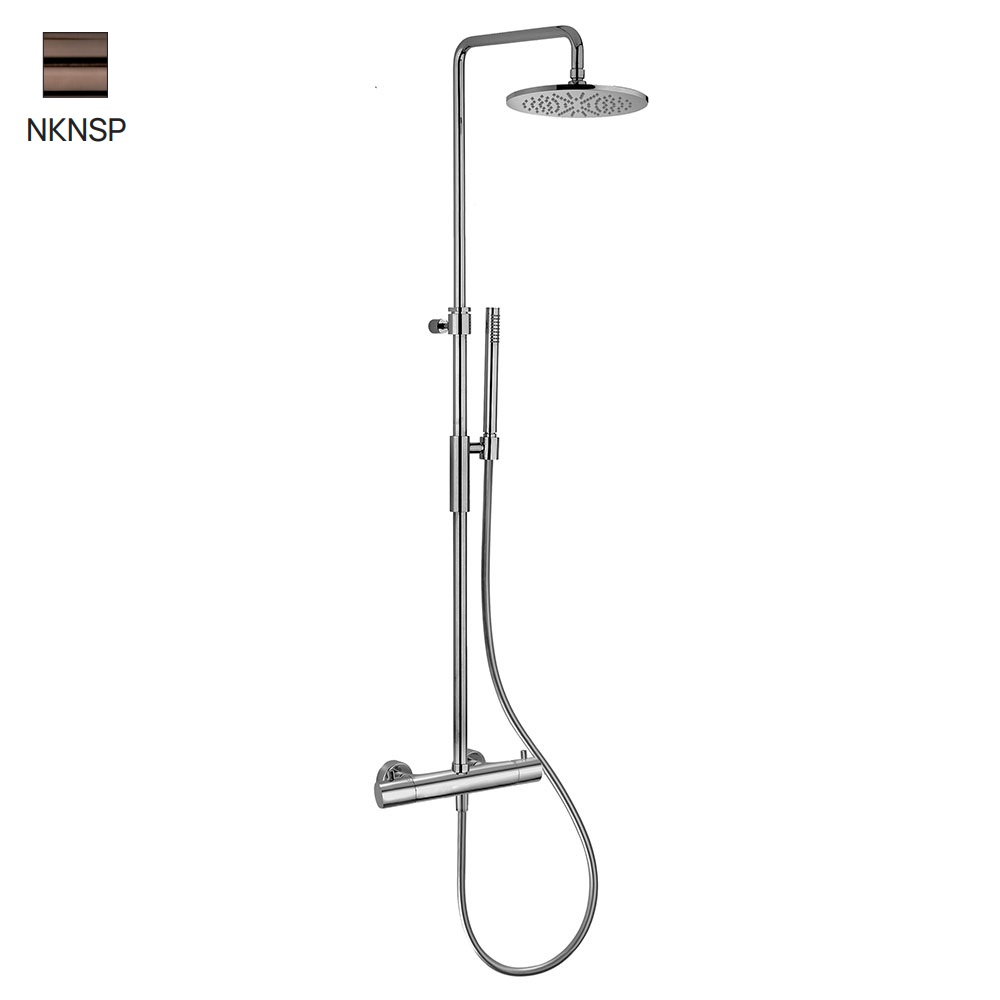Душова система Paffoni Light, з термостатом, верхня лійка 225 мм, Brushed Black Nickel (ZCOL646LIQNKNSP)