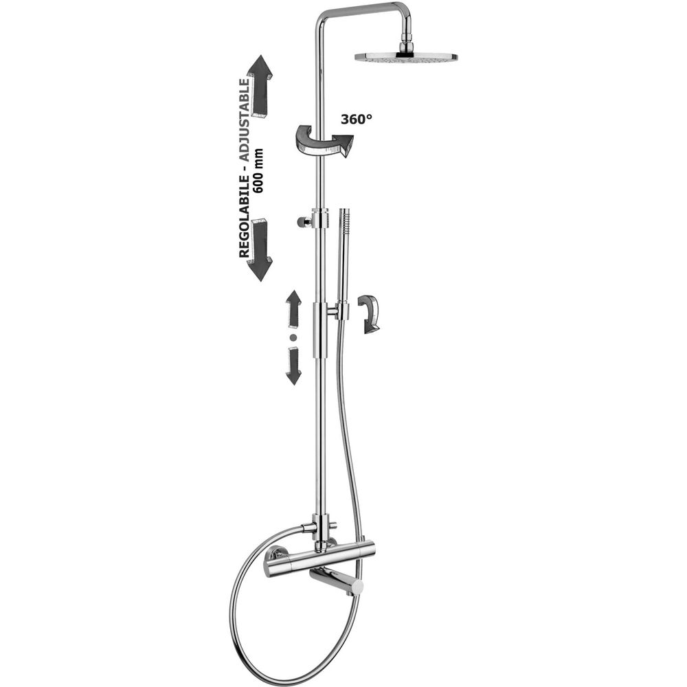 Душова система з термостатом Paffoni Birillo, хром (ZCOL721LIQCR)
