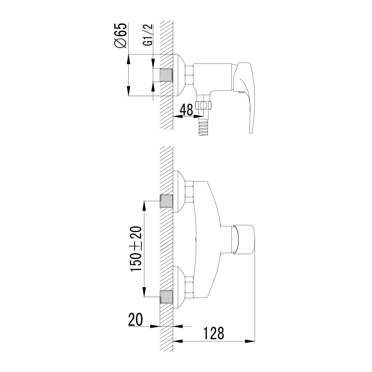 JESENIK змiшувач для душа, хром, 35 мм