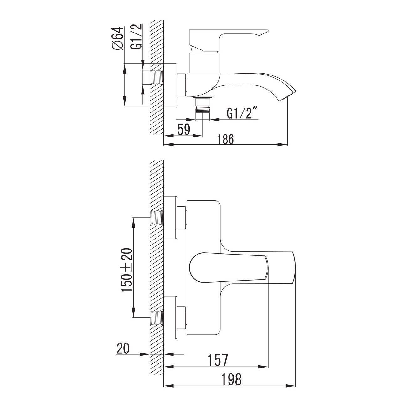 VYSKOV змішувач для ванни, хром, 35 мм