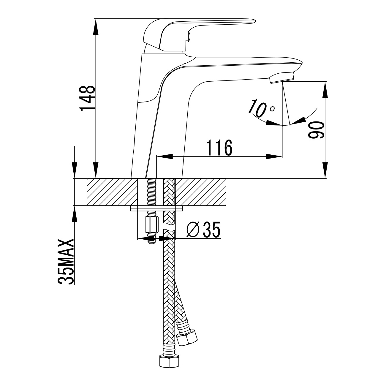 NOVA OPAVA Змішувач для раковини, хром, 35 мм