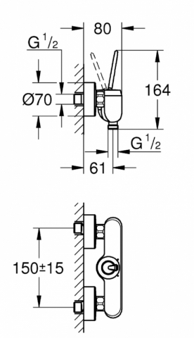 Змішувач одинважільний для душу Grohe Eurodisc Joy (23430LS0)